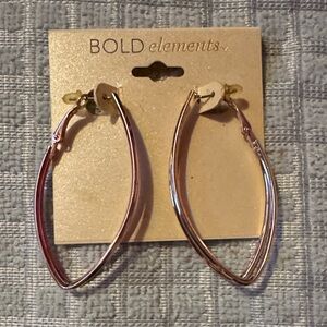 NWT JCP BOLD elements Rose Gold Hoop Earrings Oval Double Hoop Modern Streetwear
